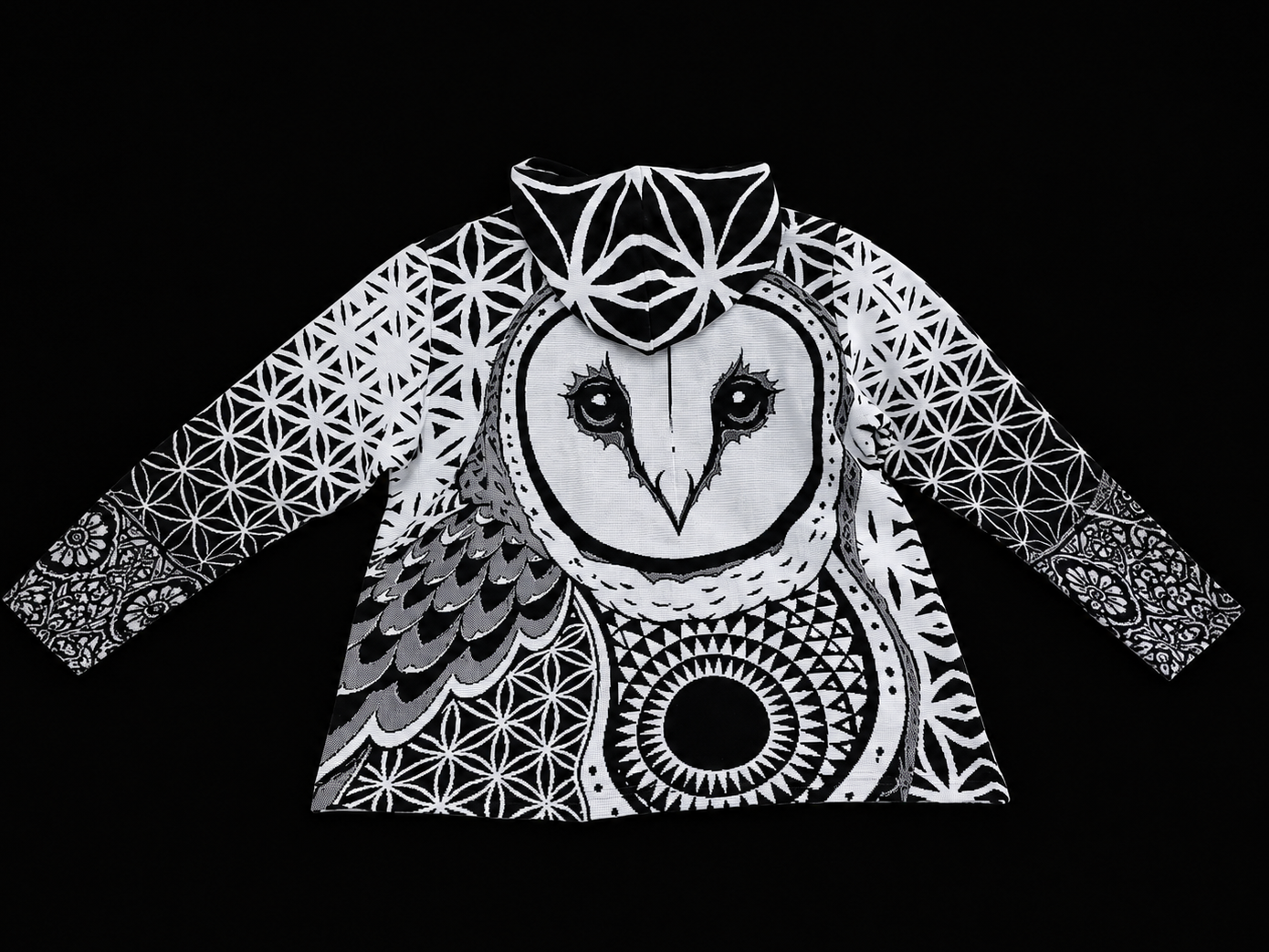 Forest Tapestry White /Black Owl Hoodie- Pre-Order