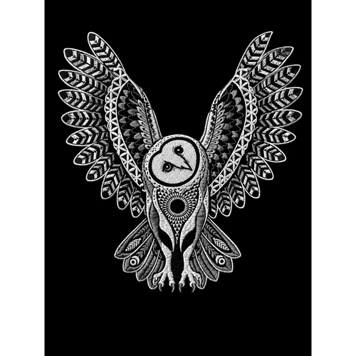 Barn Owl Embroidered Black Light Patch - Kimono Dave