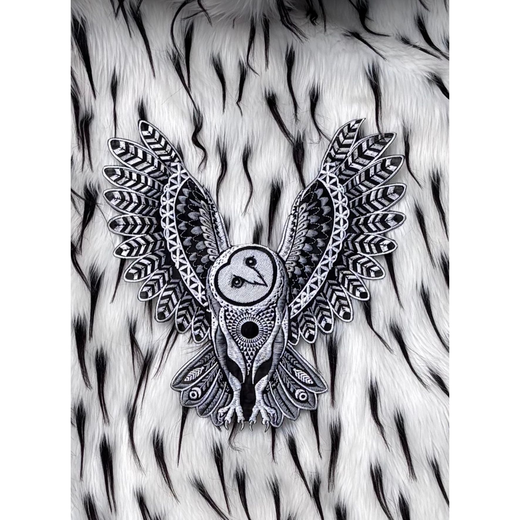 Barn Owl Embroidered Black Light Patch - Kimono Dave