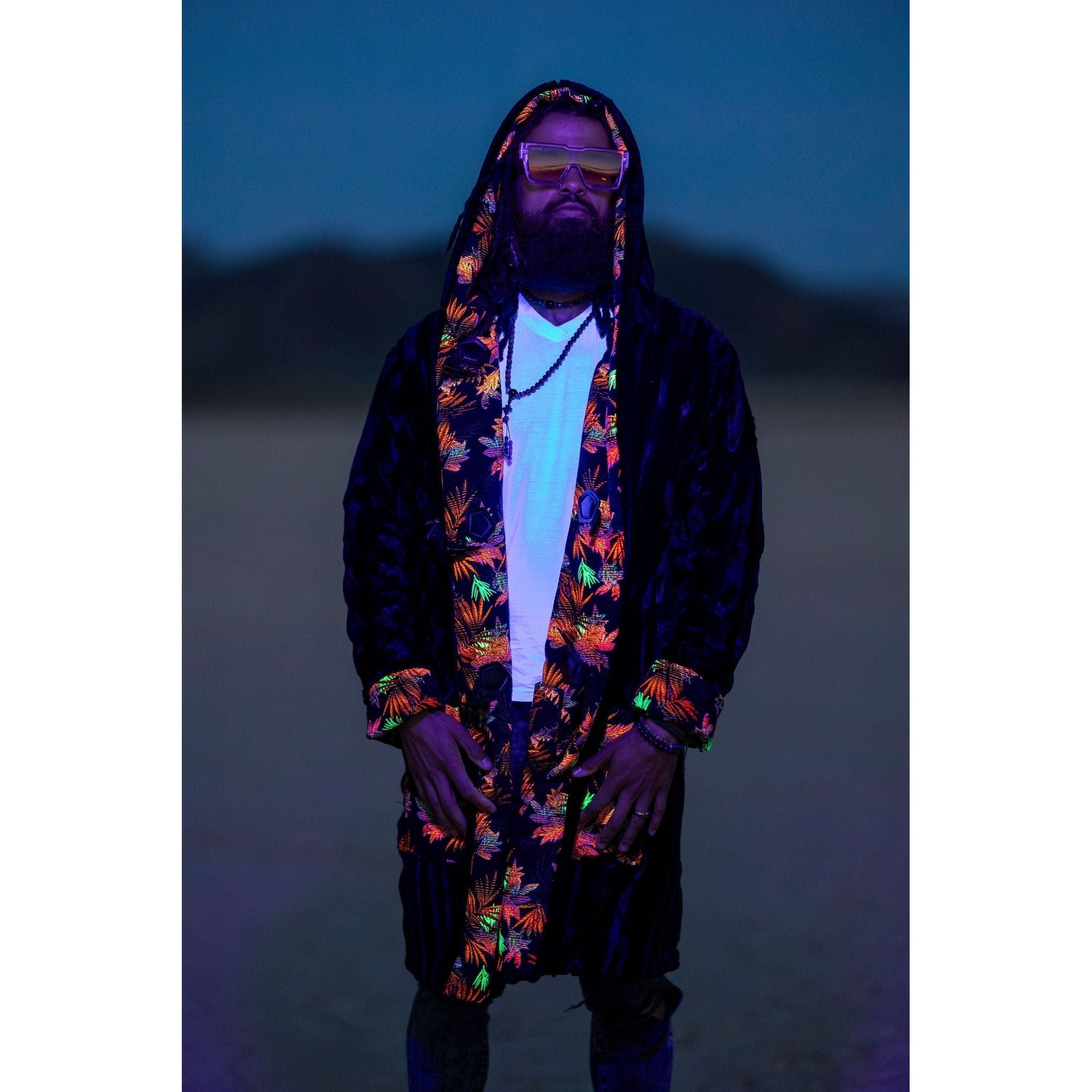 Blacklight Palm Coat - Kimono Dave