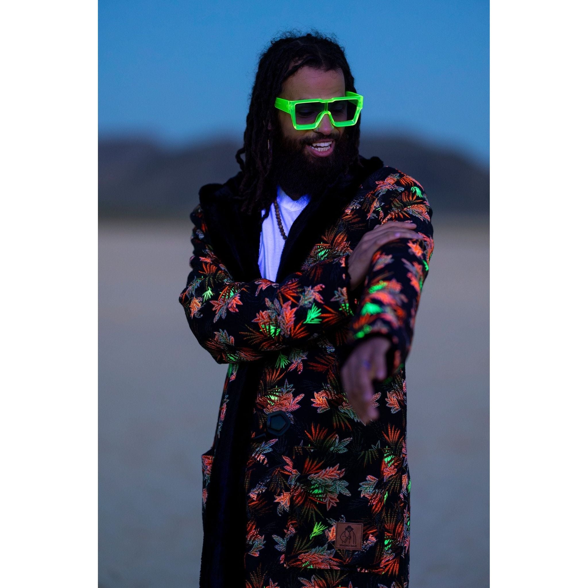 Blacklight Palm Coat - Kimono Dave