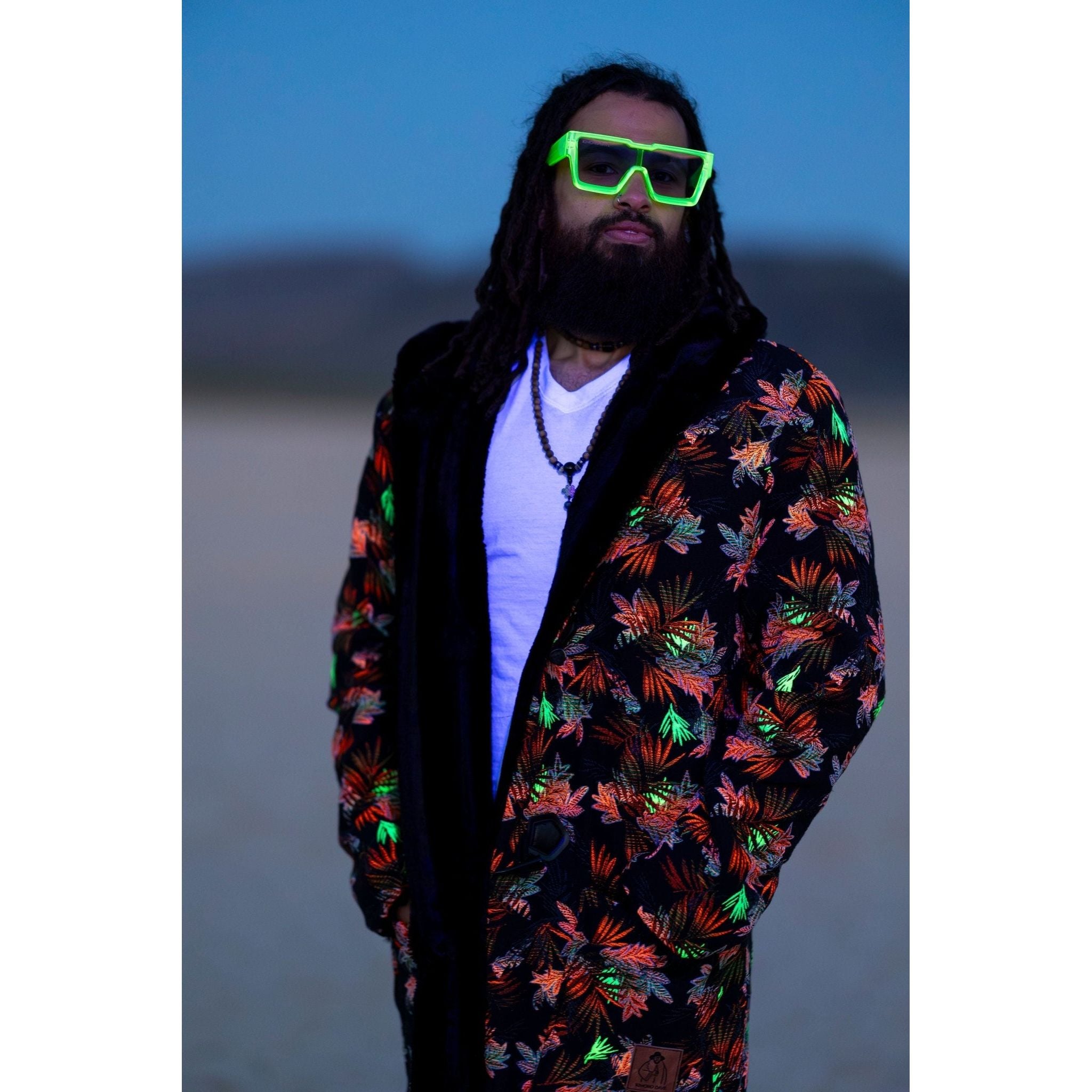 Blacklight Palm Coat - Kimono Dave