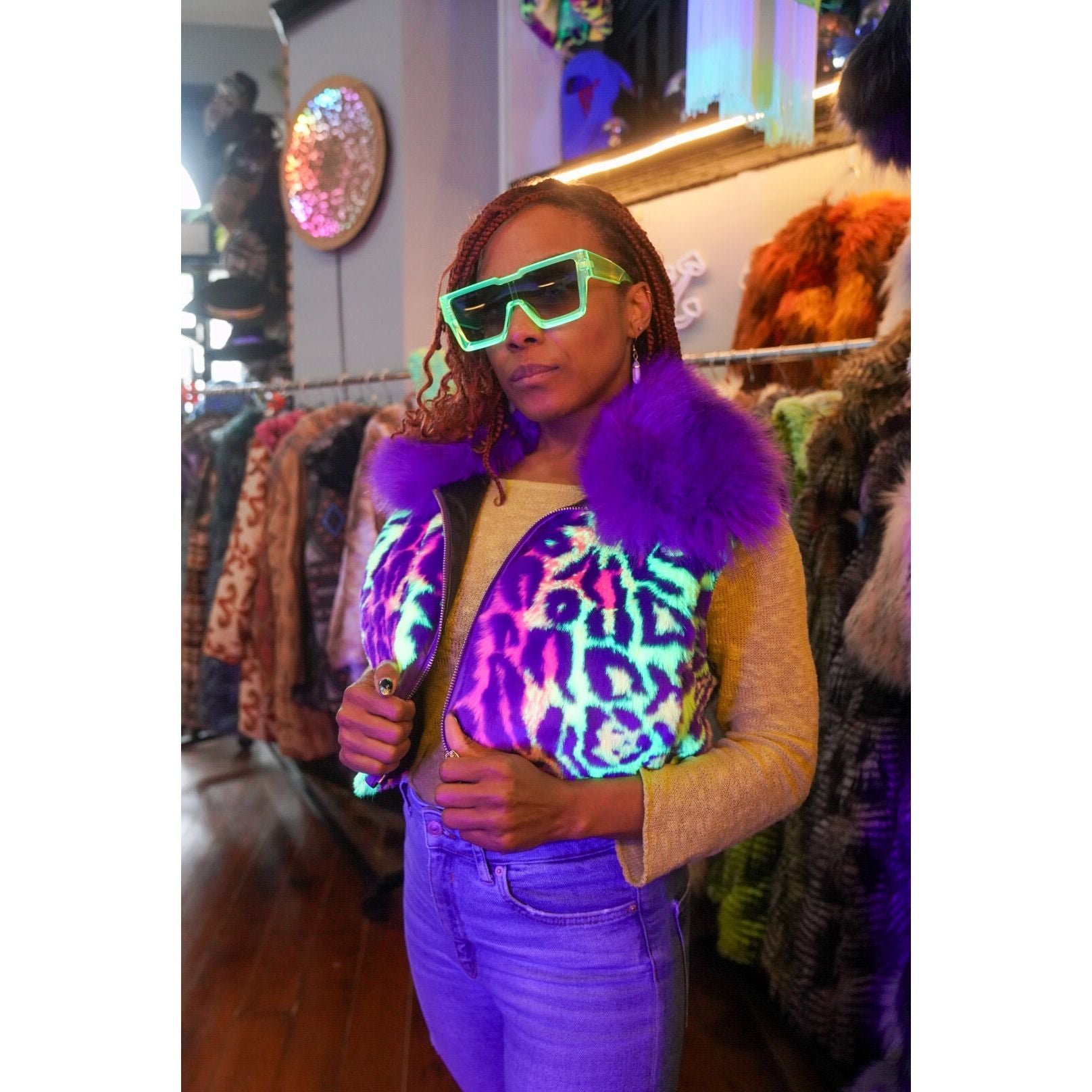 Crop Neon Jaguar Transformer - Kimono Dave