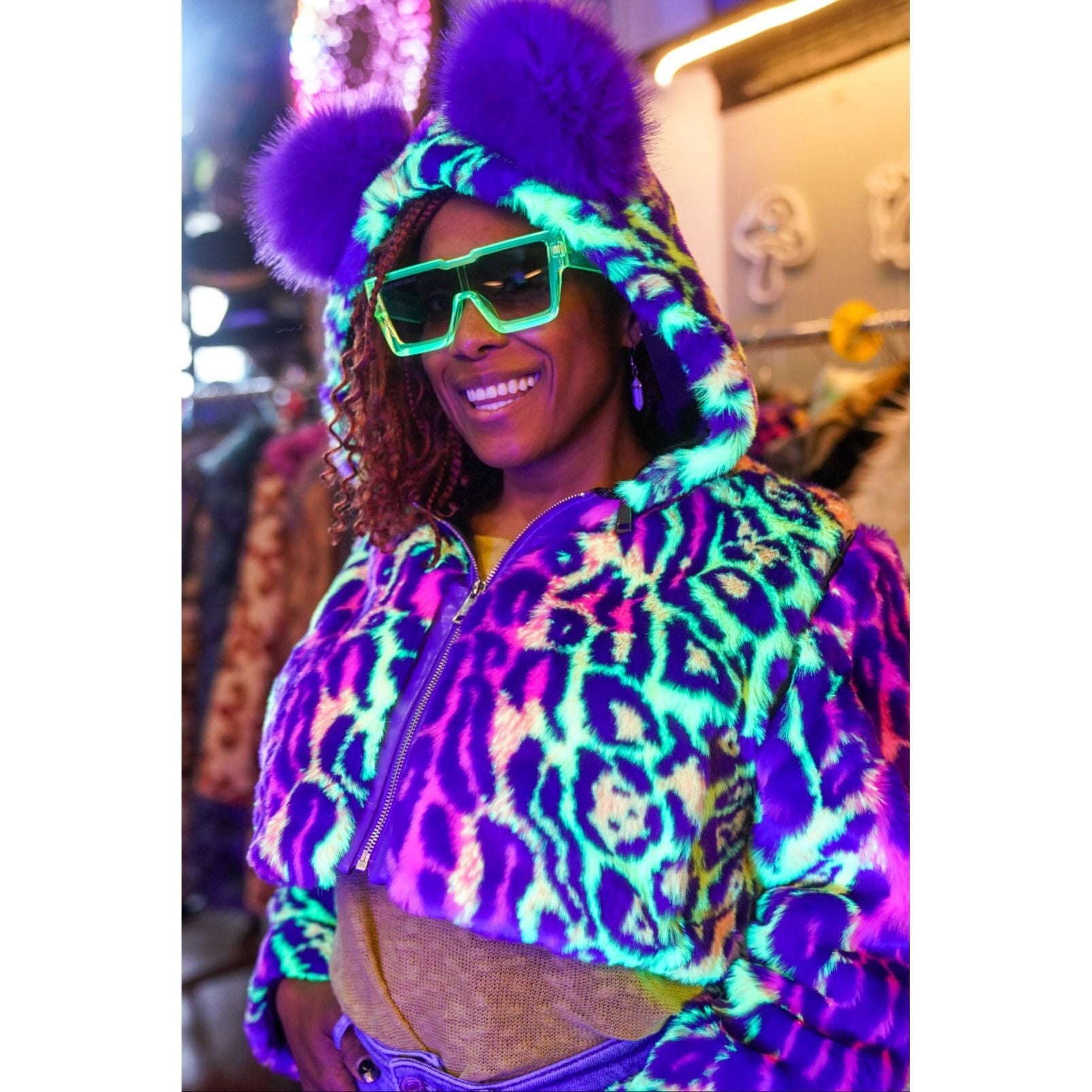 Crop Neon Jaguar Transformer - Kimono Dave