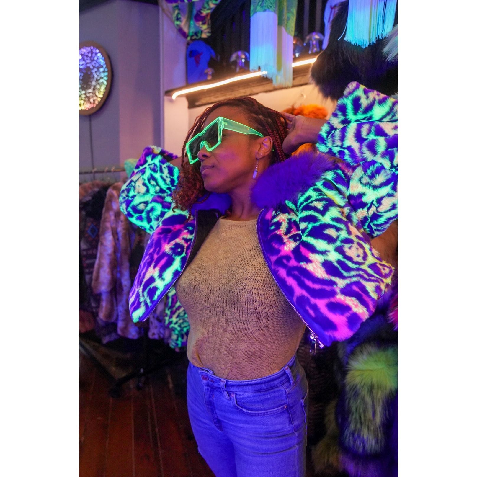 Crop Neon Jaguar Transformer - Kimono Dave