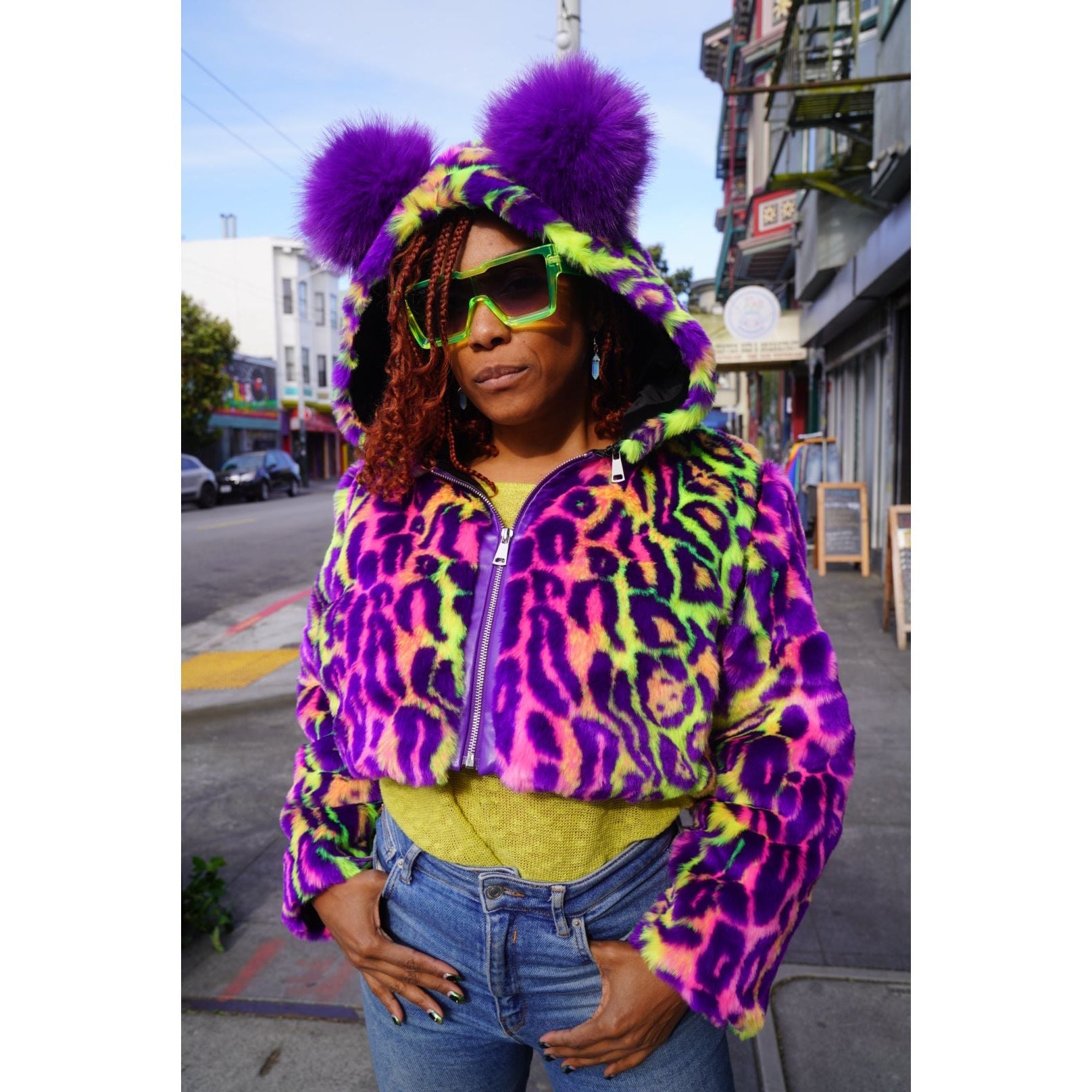 Crop Neon Jaguar Transformer - Kimono Dave