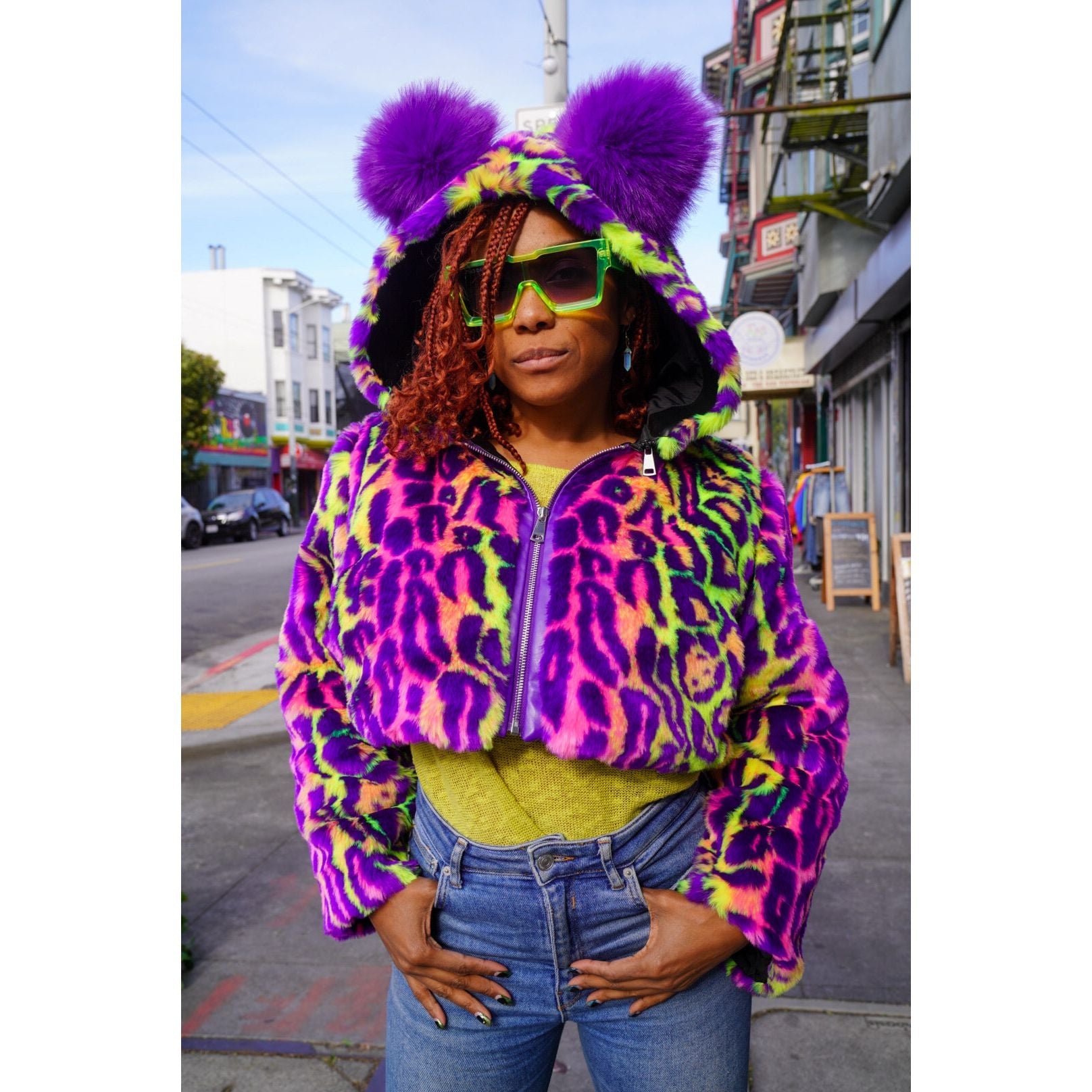 Crop Neon Jaguar Transformer - Kimono Dave