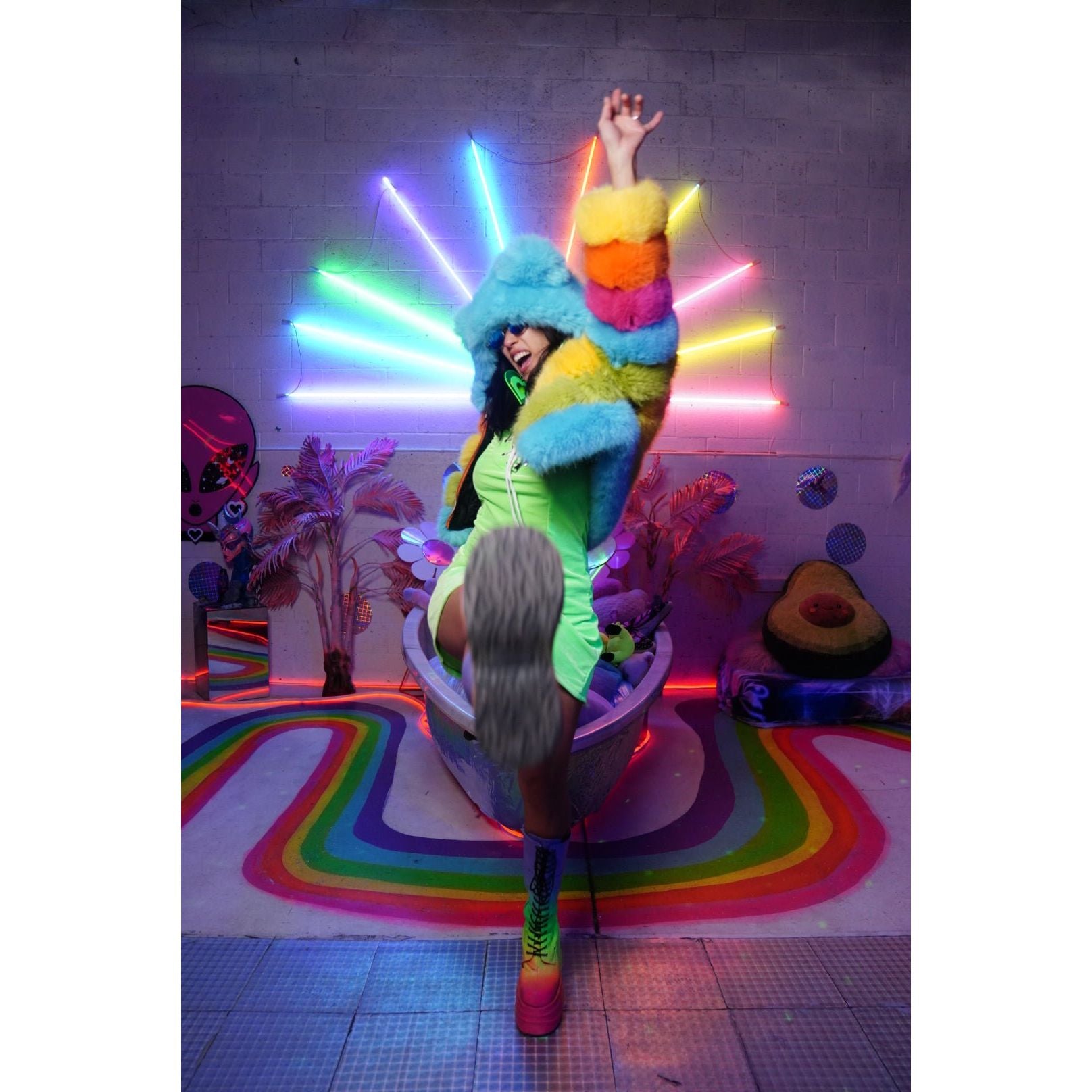 Crop Rainbow Transformer - Kimono Dave