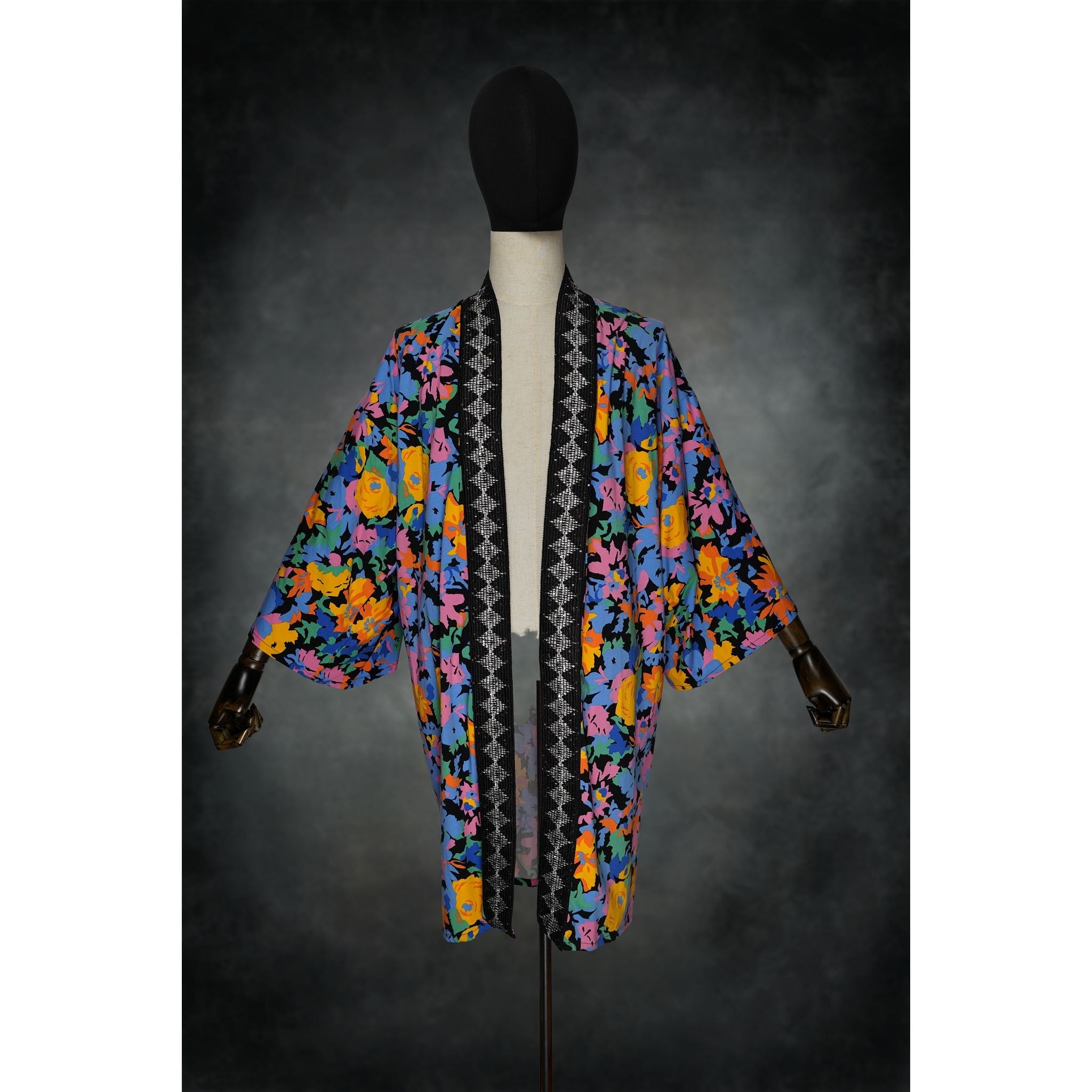 Floral Pop Stretch Knit Kimono - Kimono Dave