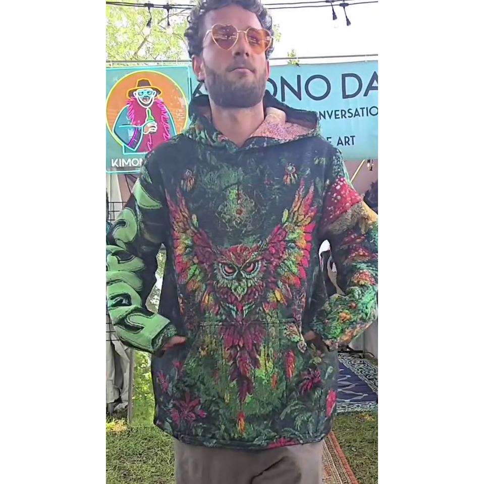 Forest Tapestry Owl Hoodie- Pre-Order - Kimono Dave