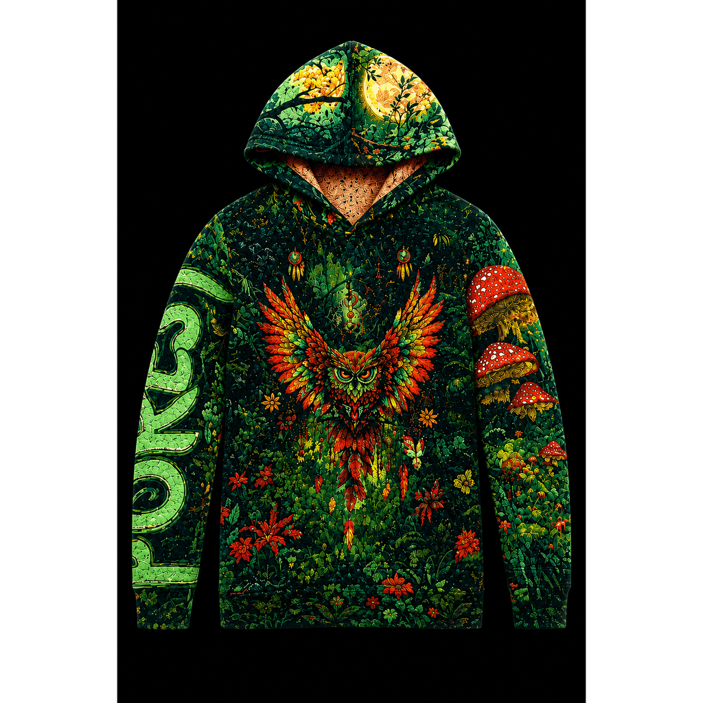 Forest Tapestry Owl Hoodie- Pre-Order - Kimono Dave
