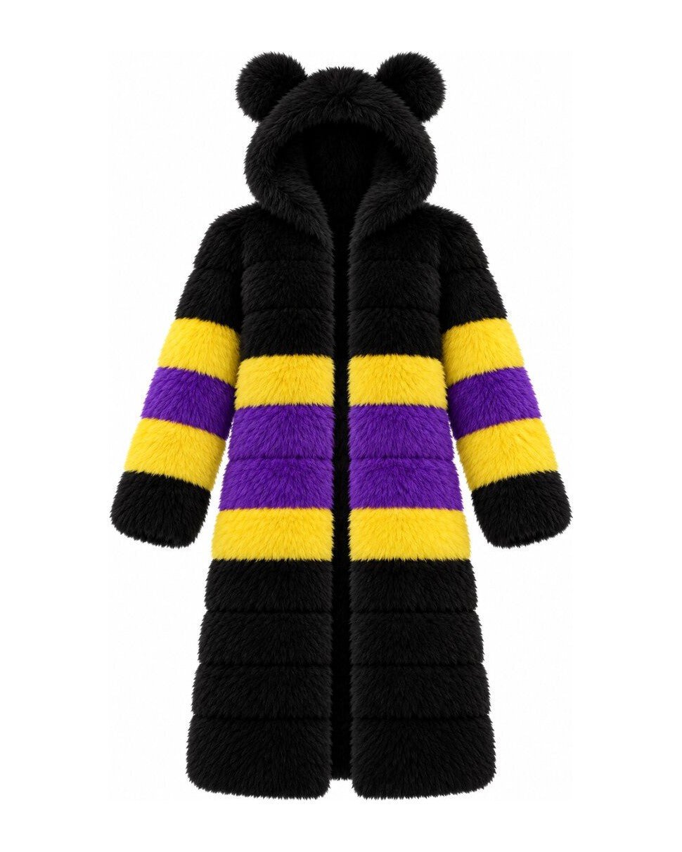 Game Day Coat – Black, Purple & Gold - Kimono Dave