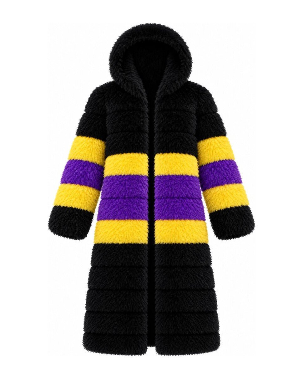 Game Day Coat – Black, Purple & Gold - Kimono Dave