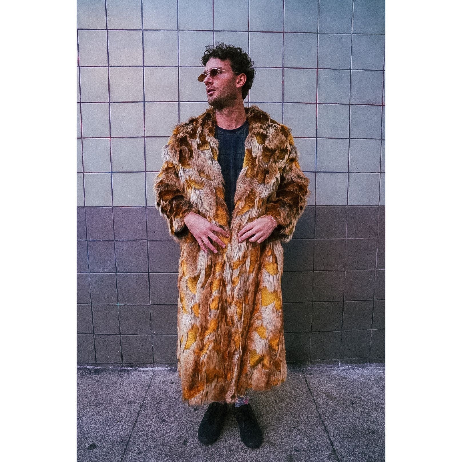 Golden Giraffe Long Coat - Kimono Dave