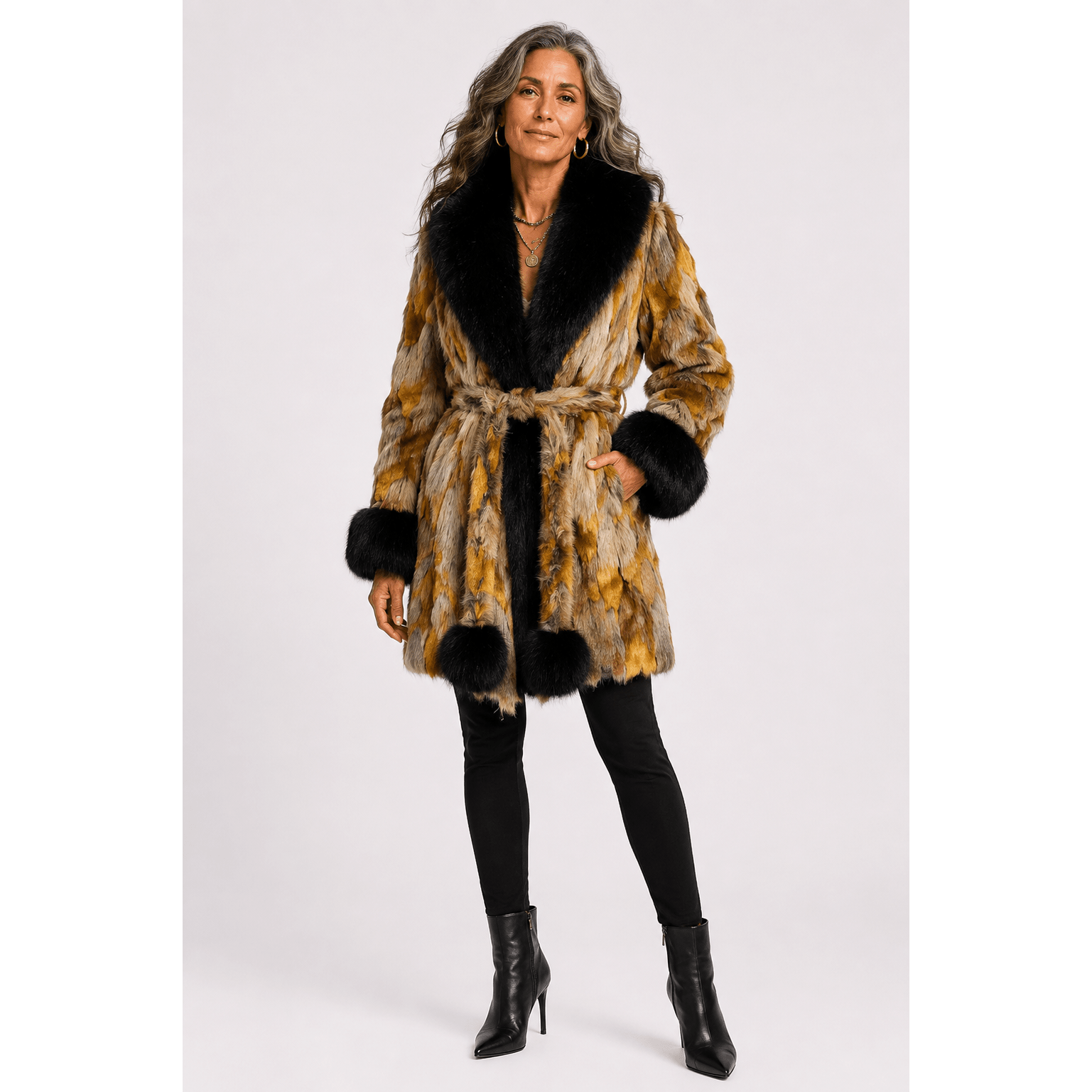 Golden Giraffe Mid-length Dreamer's Coat - Kimono Dave