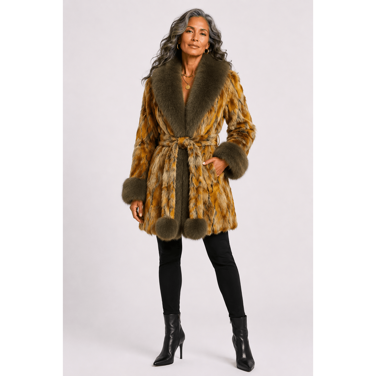 Golden Giraffe Mid-length Dreamer's Coat - Kimono Dave