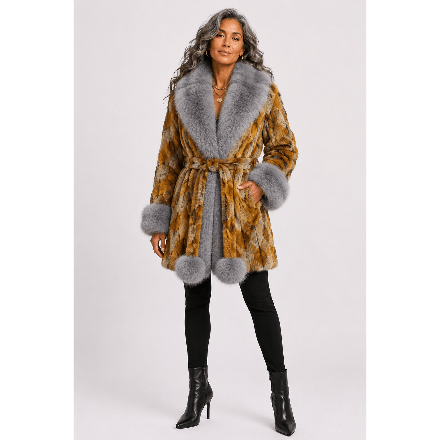 Golden Giraffe Mid-length Dreamer's Coat - Kimono Dave