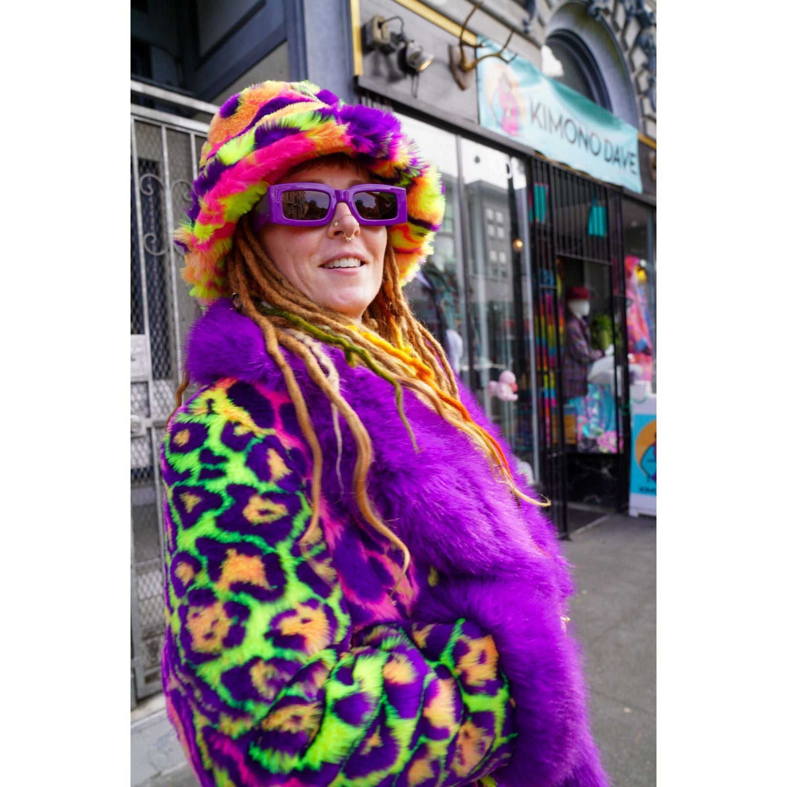 Groovy Neon Jaguar Coat (buy now to save $75 by pre - ordering use code Groovy) - Kimono Dave