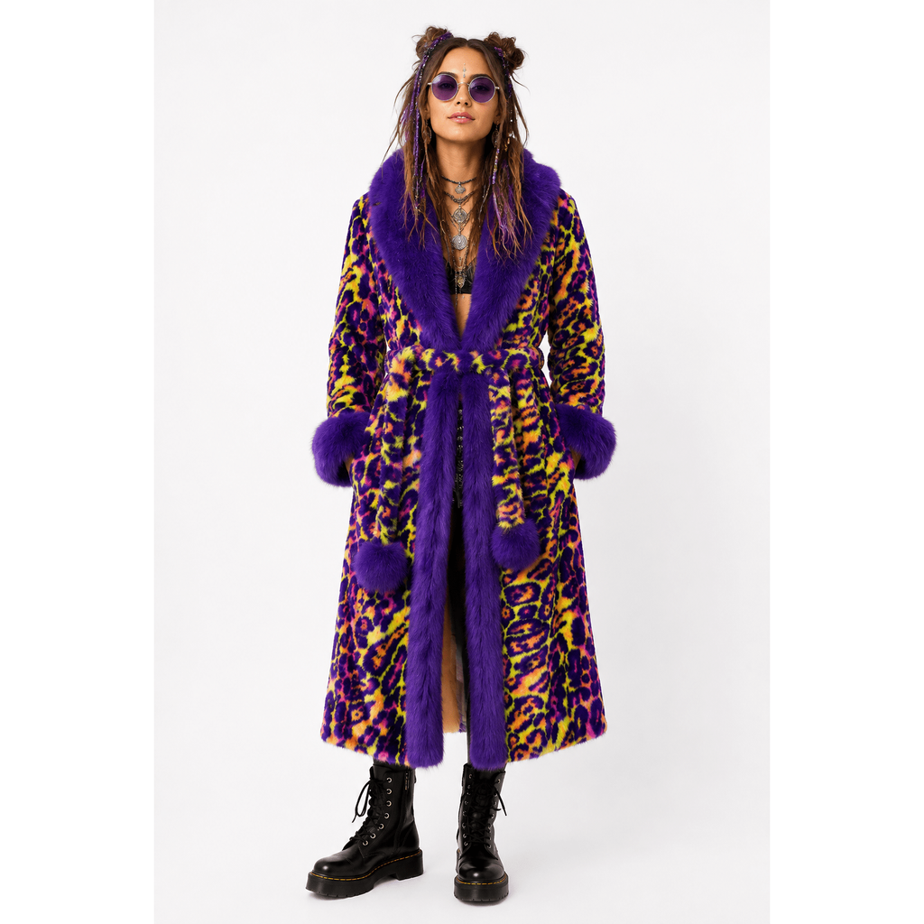 Groovy Neon Jaguar Dreamer's Coat - Kimono Dave