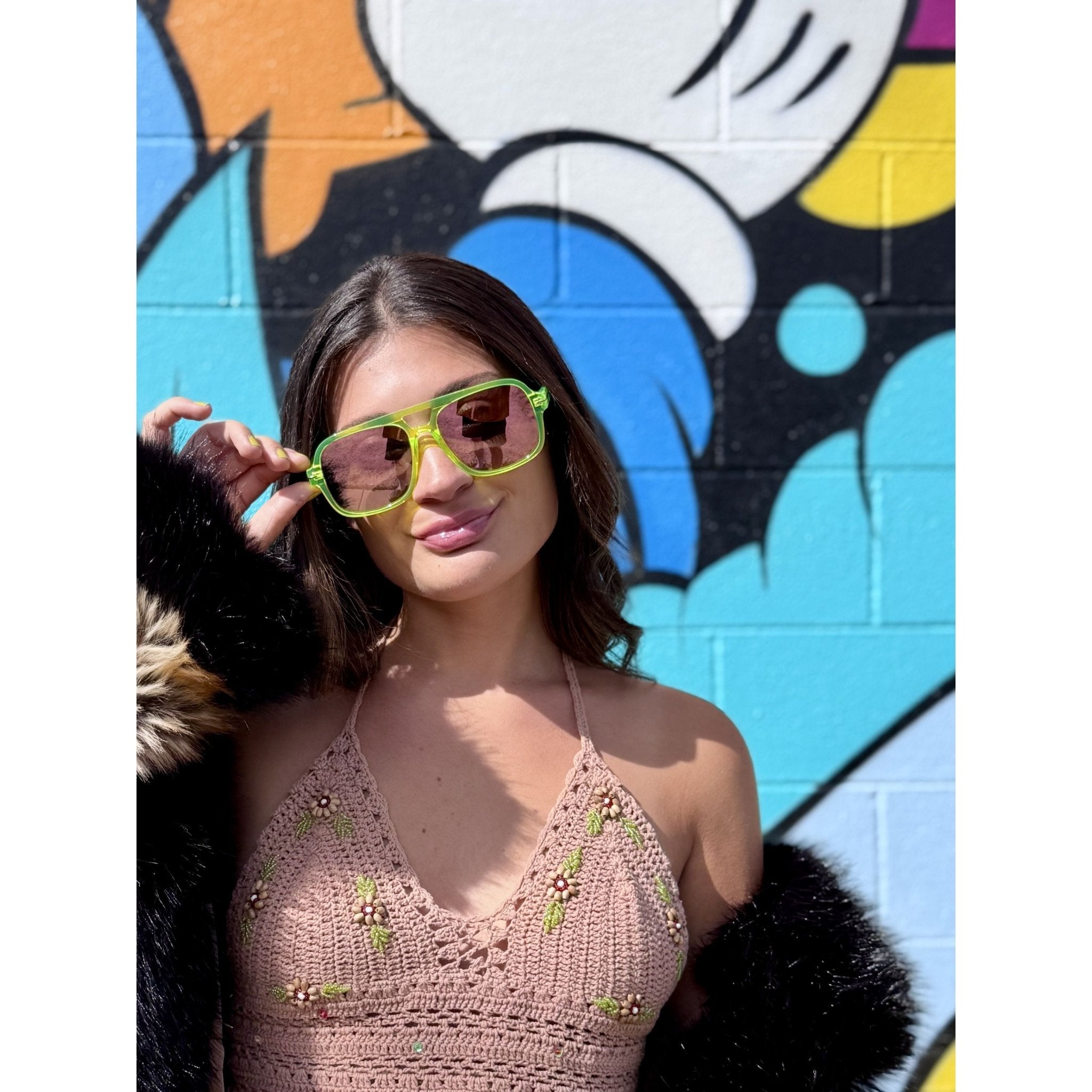 Kimono Dave Aviator Neon Sunglasses - Kimono Dave
