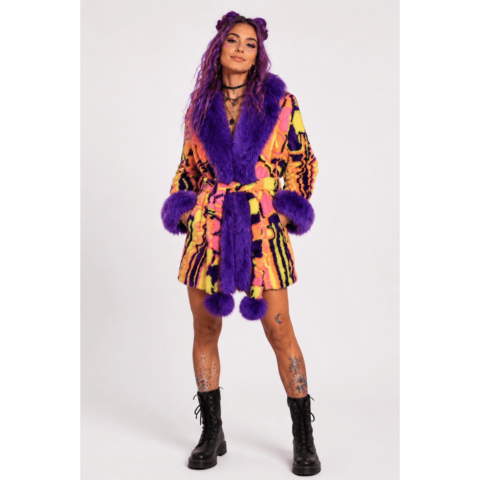 Melting Flowers Barelyawakekalee Collab Mid-Length Dreamer's Coat - Kimono Dave
