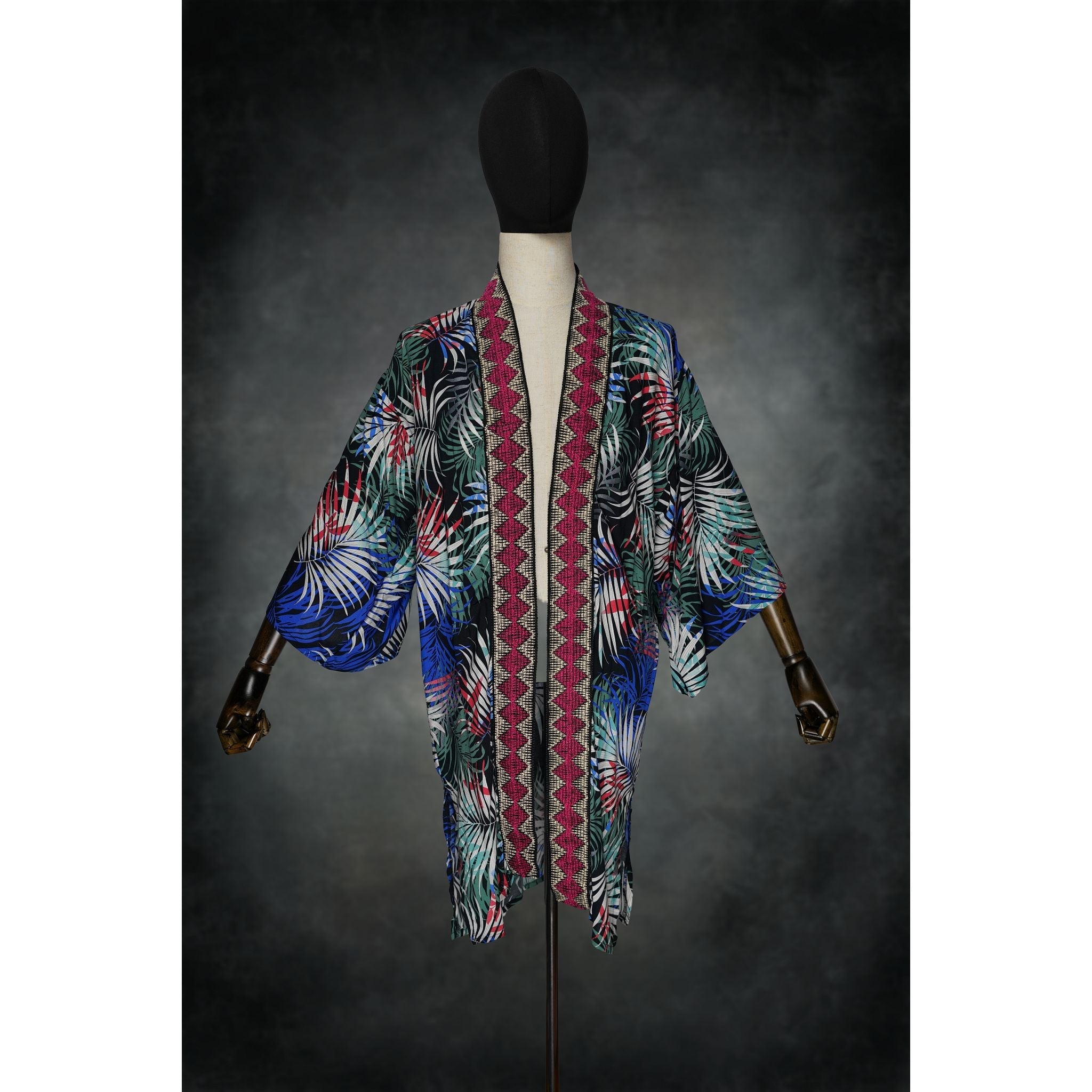 Midnight Tropics Stretch Knit Kimono - Kimono Dave