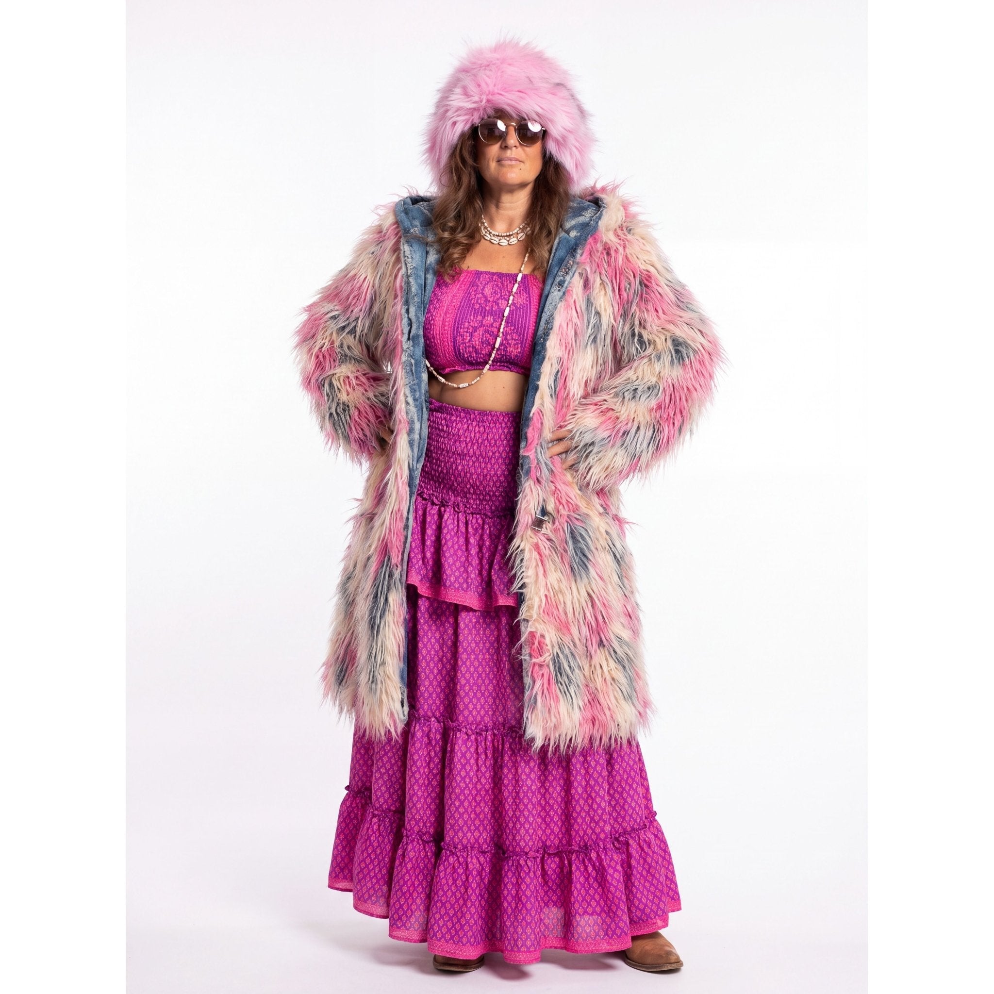 Muted Shag Yeti Coat - Kimono Dave
