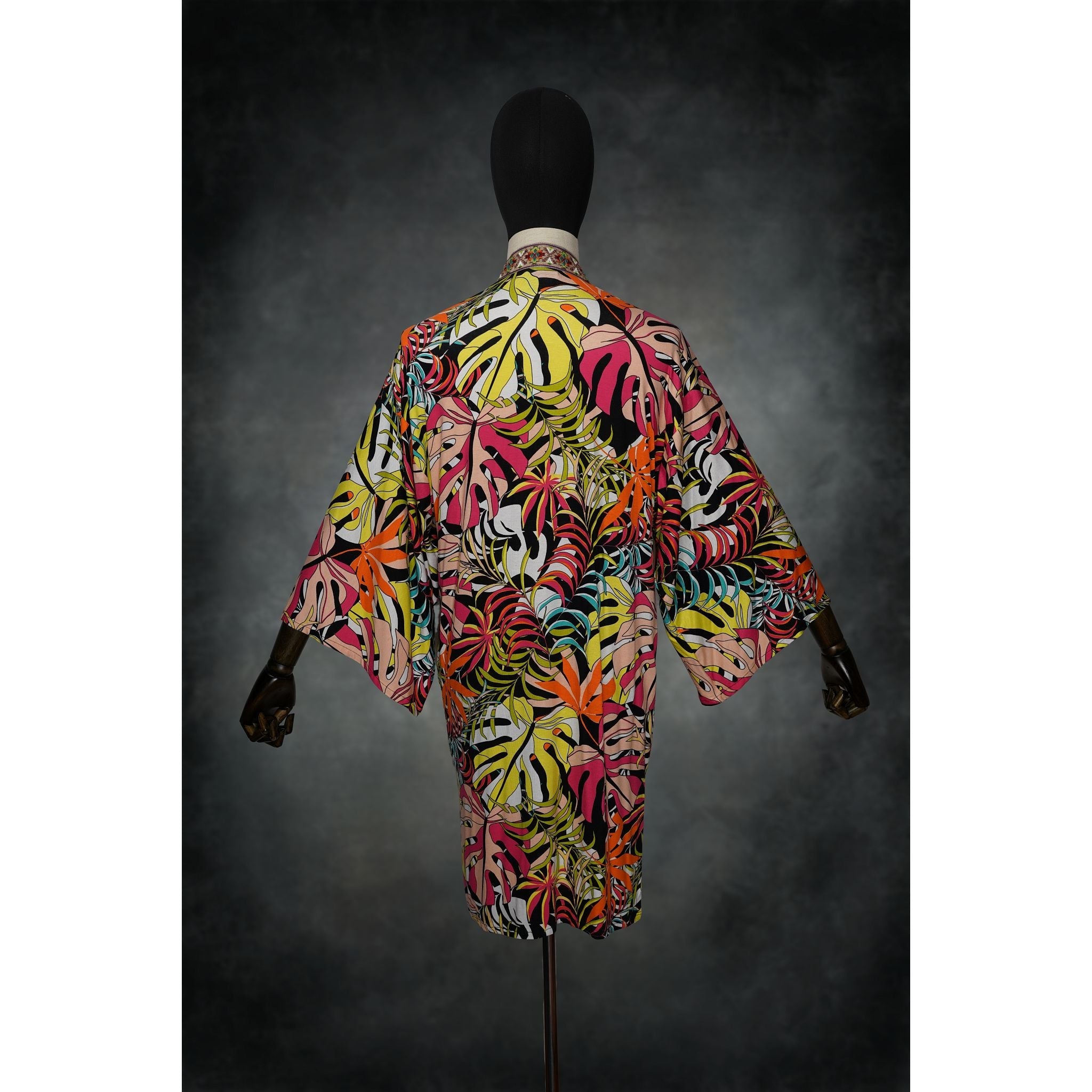 Neon Botanica Stretch Knit Kimono - Kimono Dave