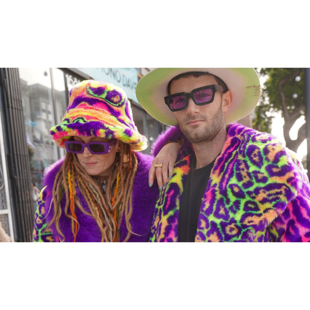 Neon Jaguar Long Coat - Kimono Dave