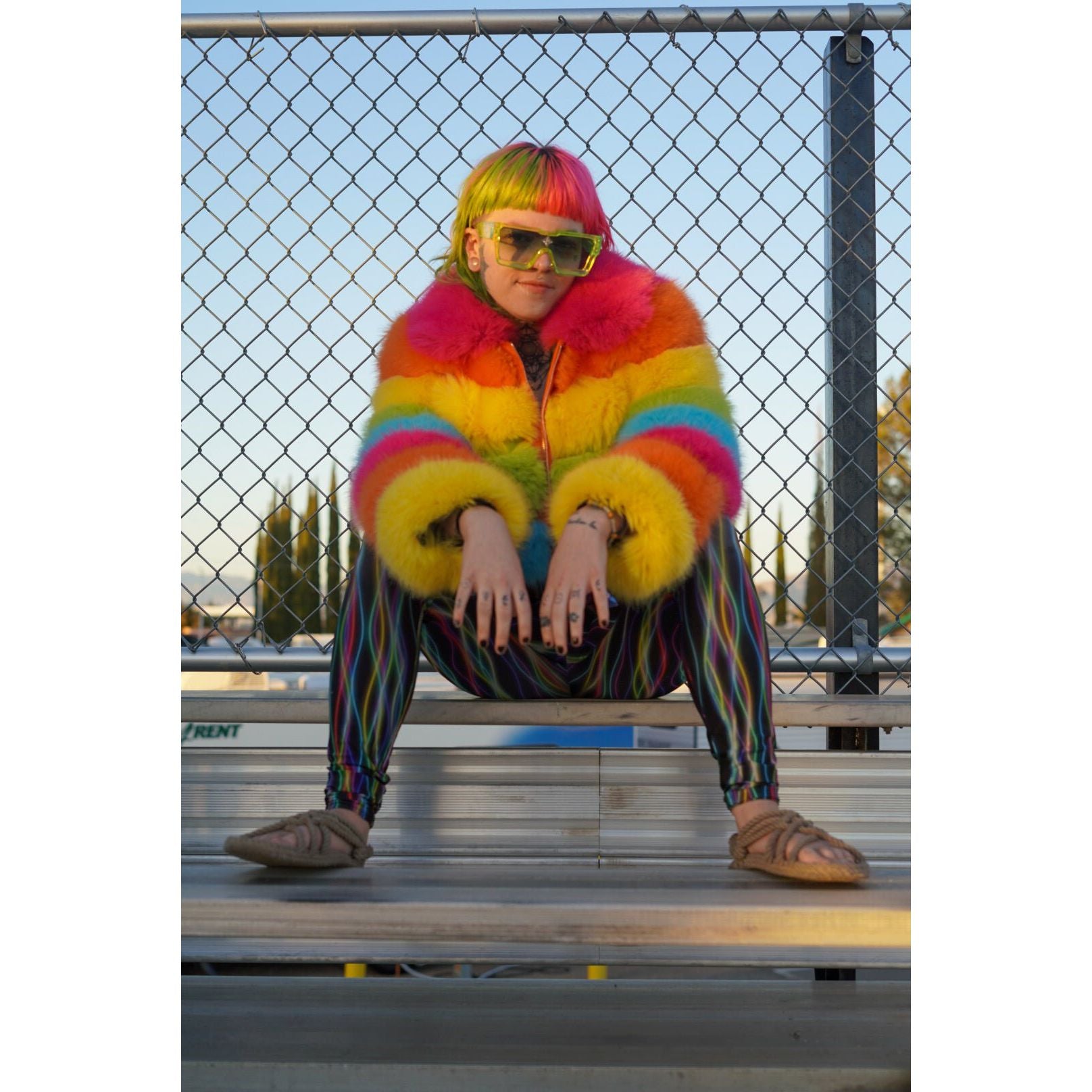 Cropped Zip-off Rainbow Coat (Pre-order) - Kimono Dave