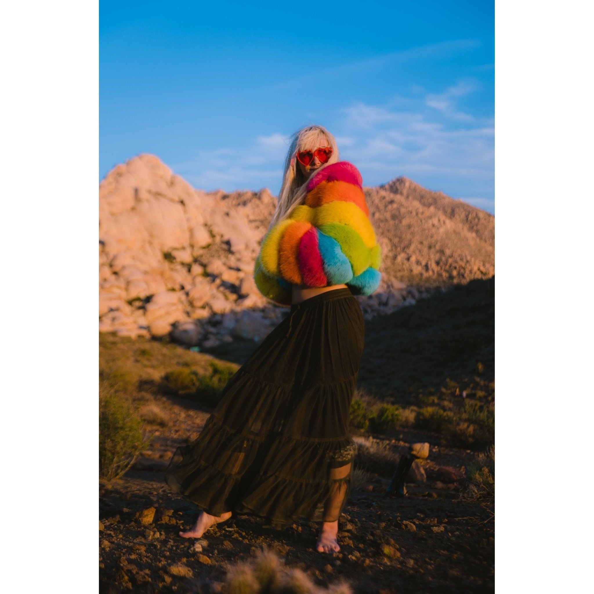 Cropped Zip-off Rainbow Coat (Version 2.0) - Kimono Dave